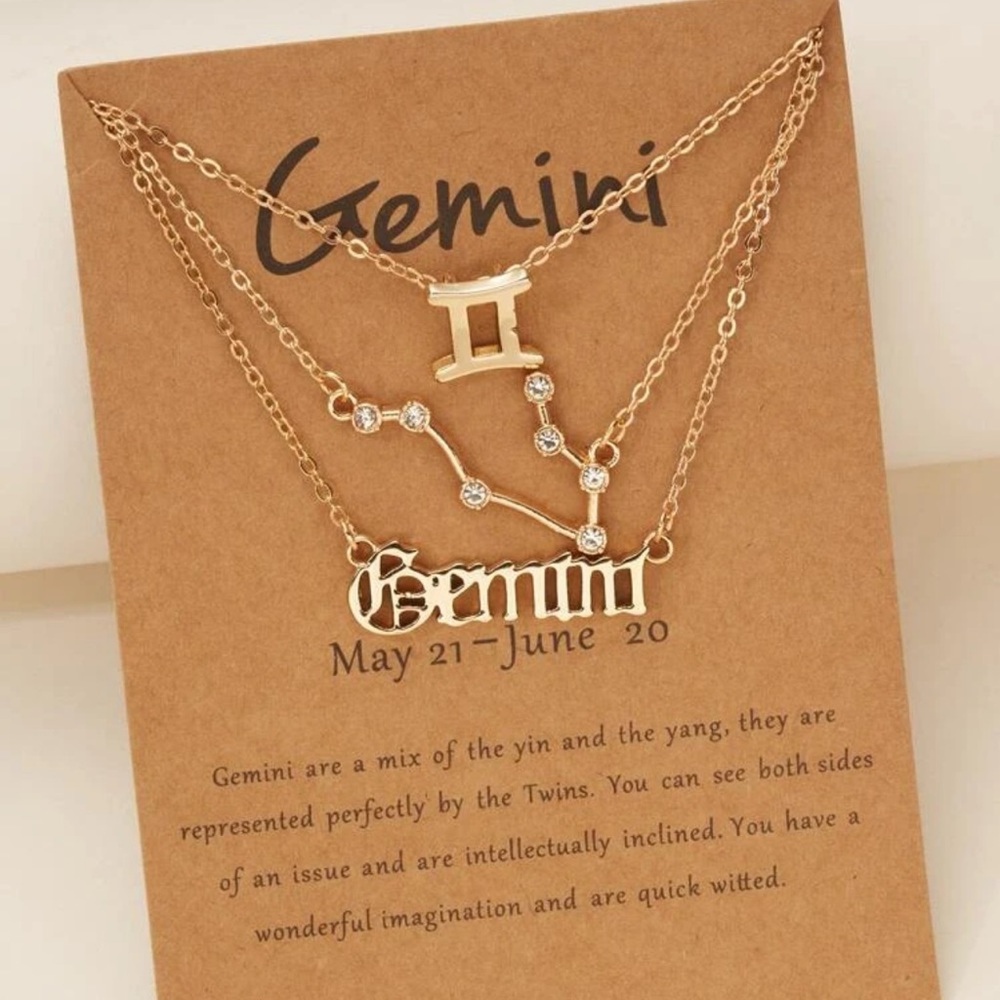 3pc Gemini Zodiac Sign Constellation Stackable Necklaces 3pc